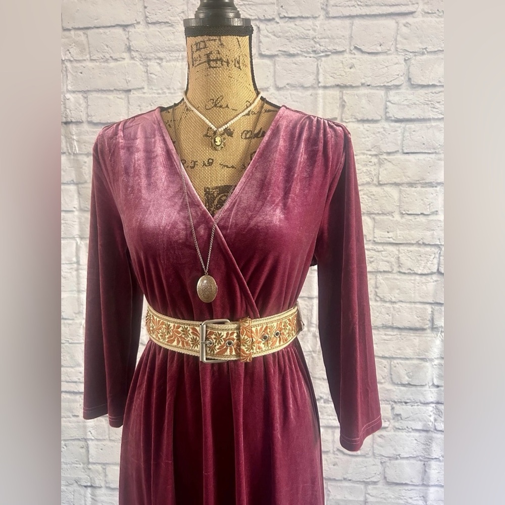 Piper & Scoot Velvet Dress Fall Faux Wrap Vintage Romantic Whimsigoth Victorian - Picture 6 of 7